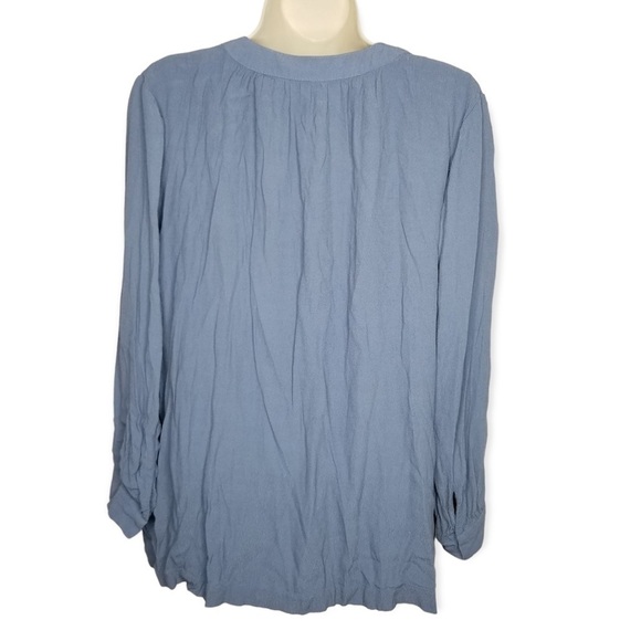 Madewell Long Sleeve Blue Blouse Drawstring Placket Women's Size M - Picture 5 of 7